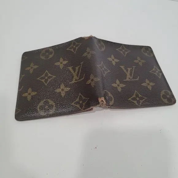 Vintage Louis Vuitton Men's LV Brown Bi-Fold Leather Wallet Monogram Card Bill - Picture 9 of 13